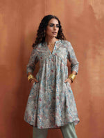 Thumbnail for trueBrowns Green Print Flared Kurta Co-ord Set