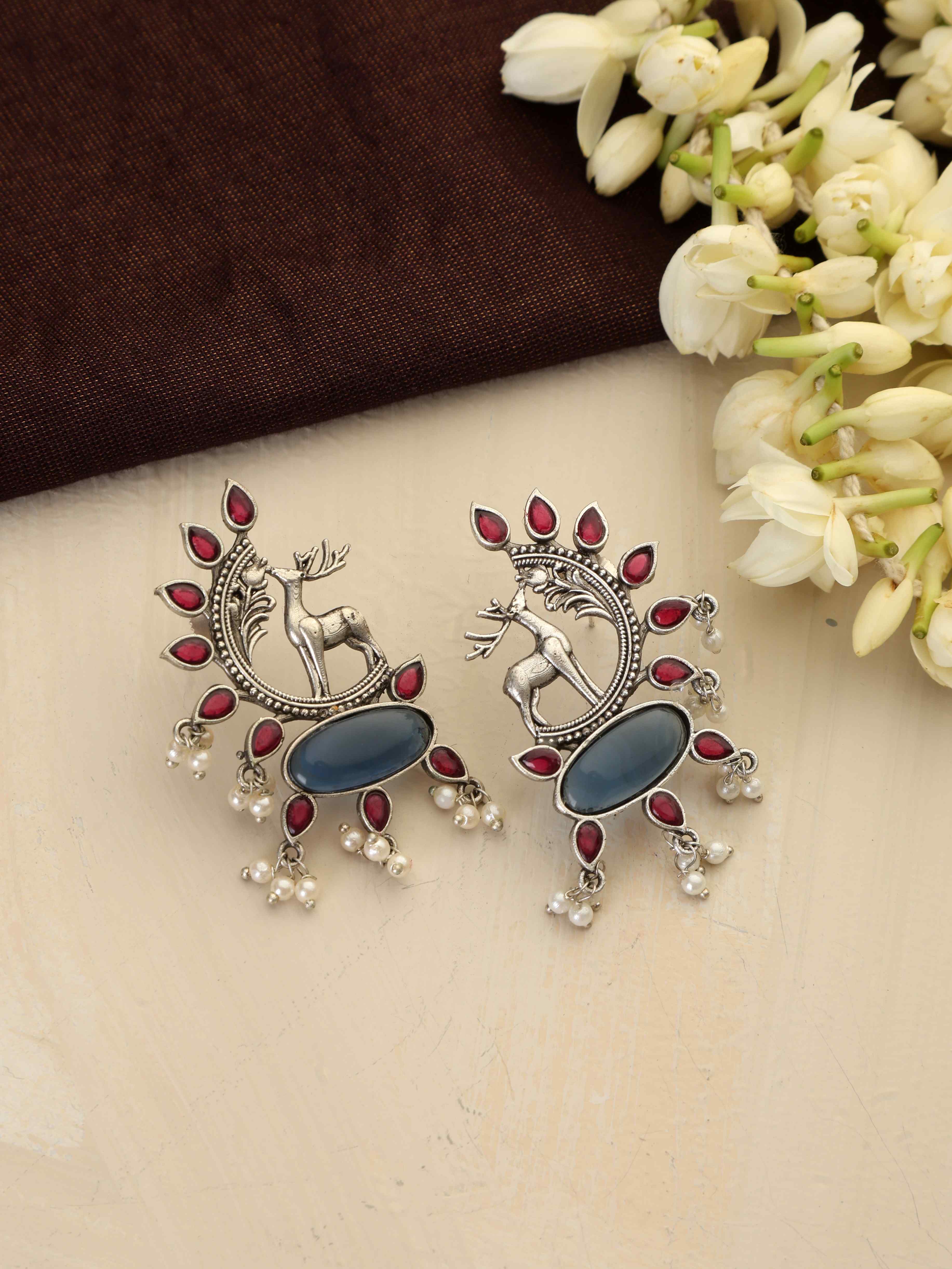 trueBrowns Silver Tone Pearl Drop Earrings - Distacart