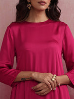 Thumbnail for trueBrowns Magenta Highlow Modal Kurta Set - Distacart