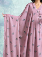 Thumbnail for trueBrowns Light Mauve Printed Velvet Shawl - Distacart