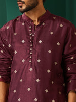 Thumbnail for trueBrowns Men's Wine Diamond Viscose Silk Co-ord Set - Distacart