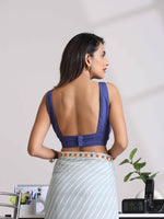 Thumbnail for trueBrowns Blue Muslin Solid Sleeveless Blouse