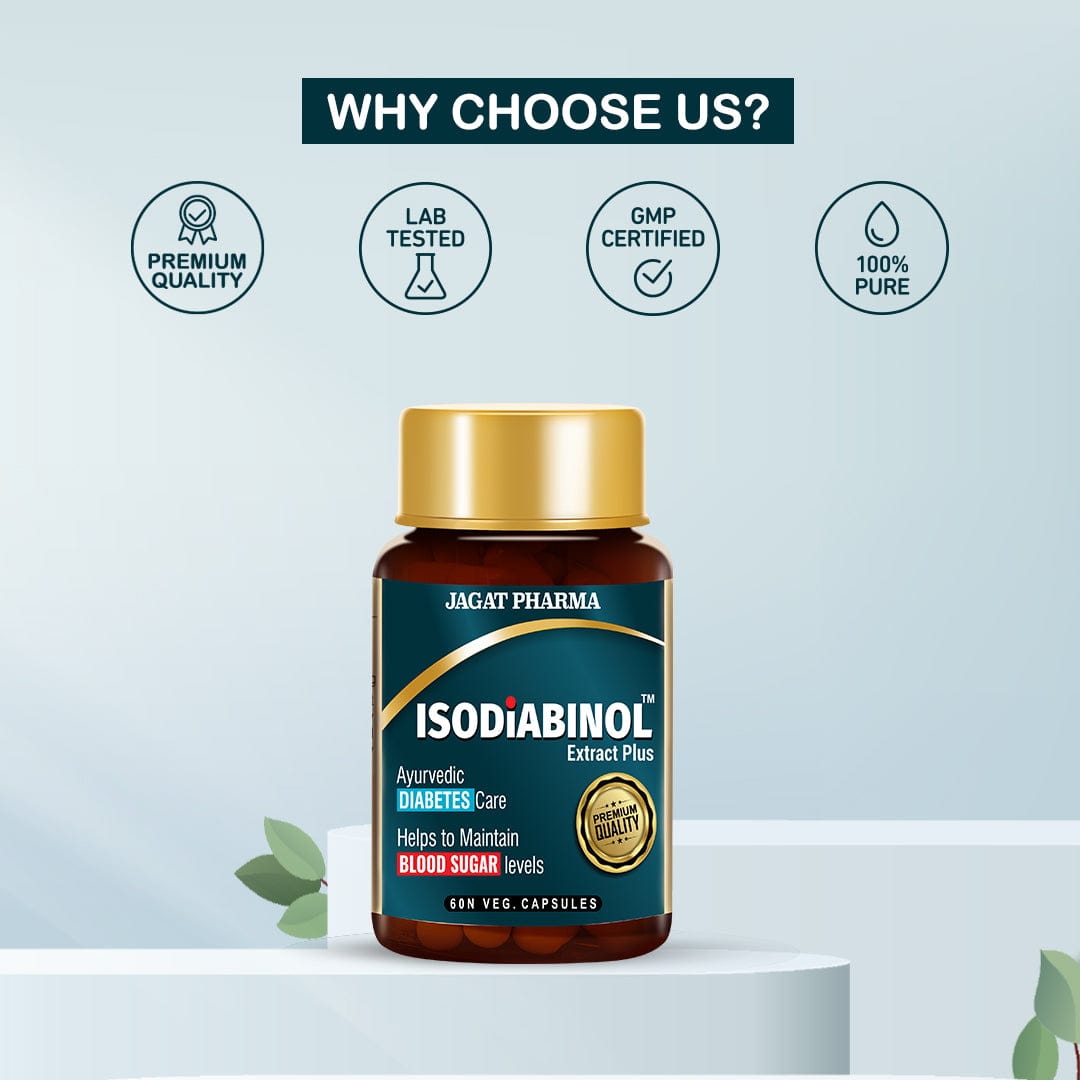 Jagat Pharma ISODIABINOL Capsules 100% Ayurvedic Diabetes Care 60 Caps