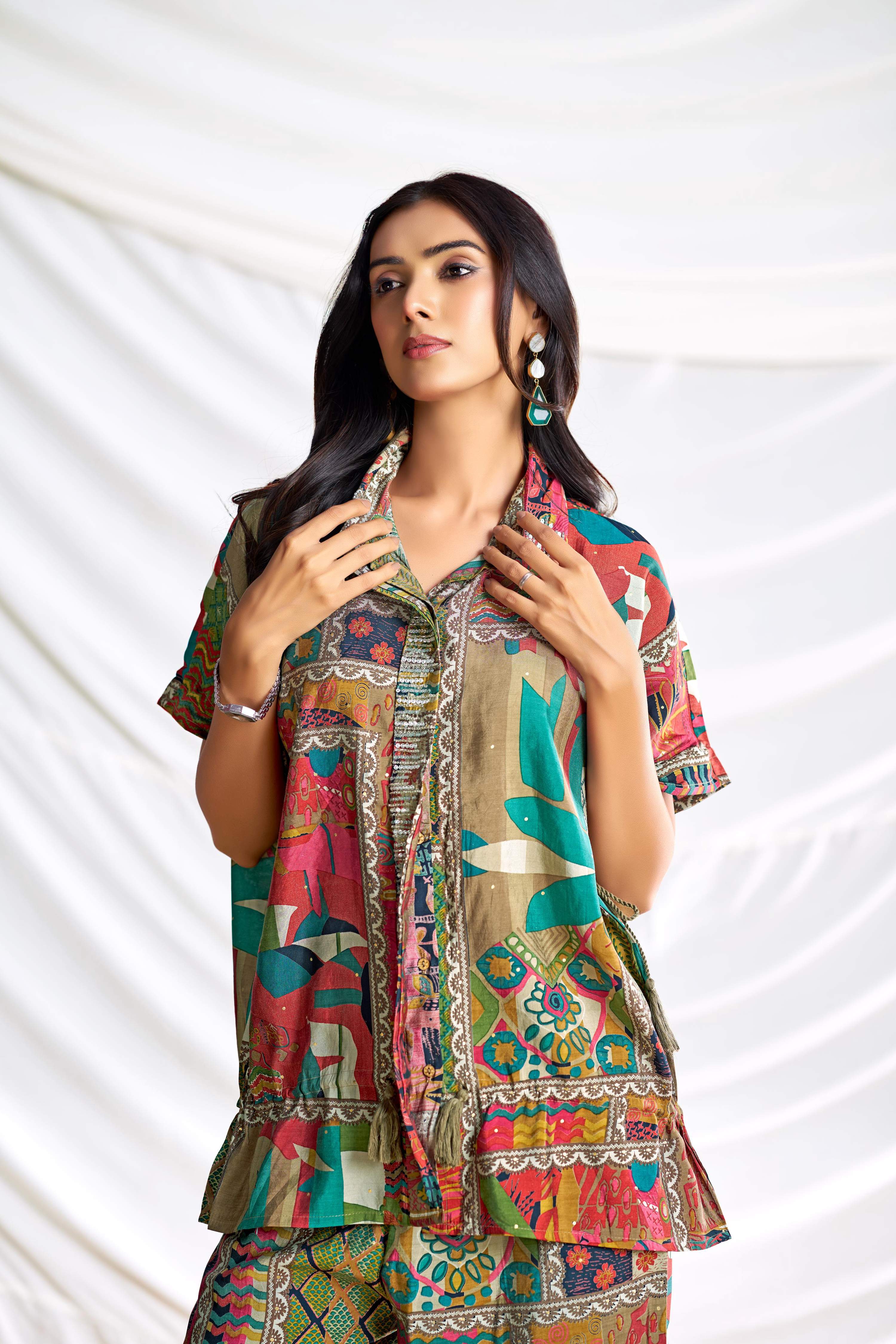 BulBul Kate Beige Chanderi Co-Ord Set