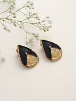 Thumbnail for trueBrowns Brass Black Stone Drop Stud Earrings - Distacart