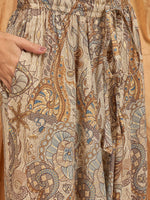 Thumbnail for InWeave Beige Paisley Flower Harem Pant