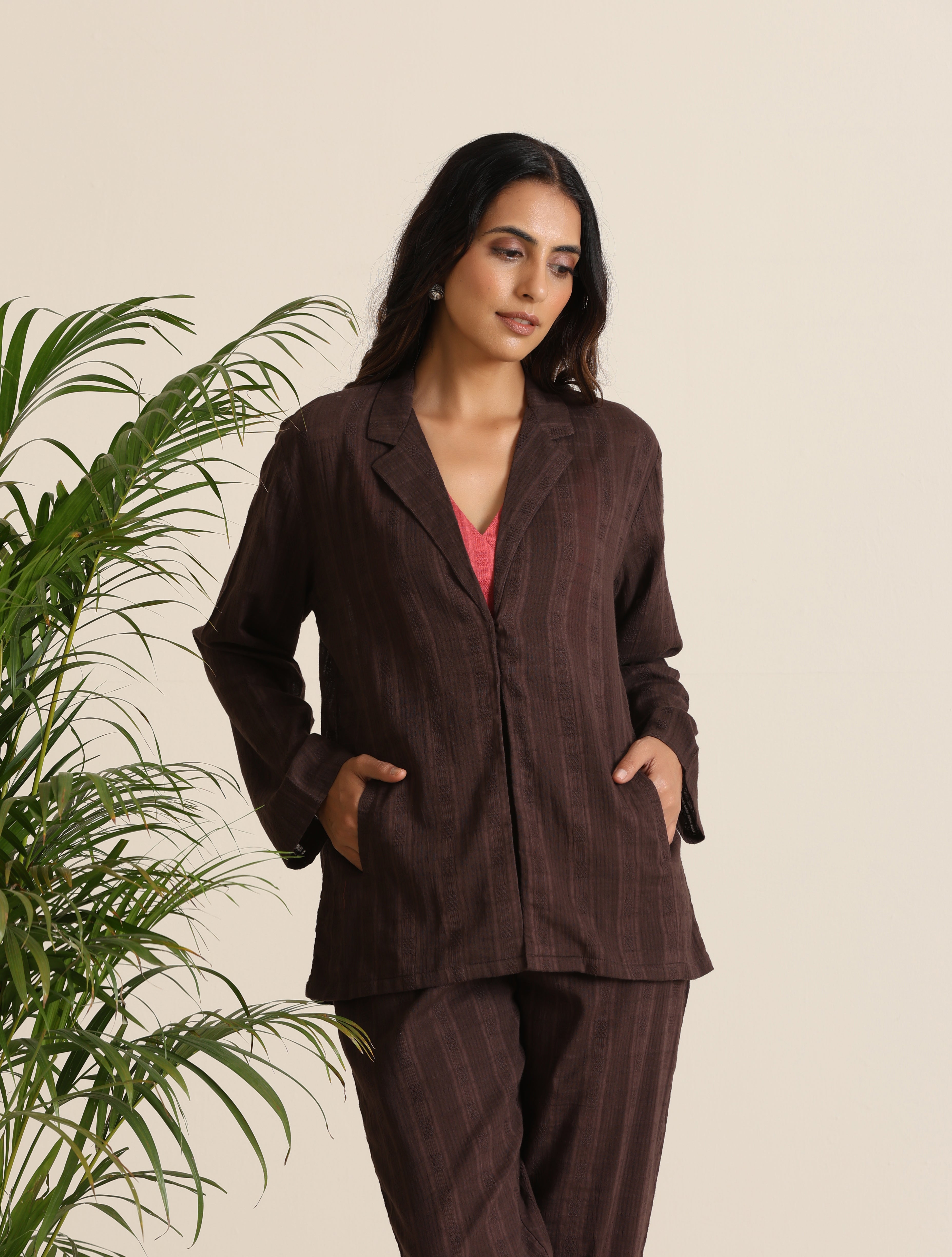 trueBrowns Cola Cotton Dobby Pant Suit Set