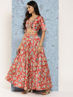 Thumbnail for Ahalyaa Printed Zari Ready to Wear Lehenga & Blouse With Dupatta - Distacart