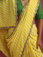 Thumbnail for trueBrowns Lime Muslin Silk Saree - Distacart