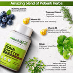 Thumbnail for Health Veda Organics Plant Based Brain Booster Capsules - Distacart