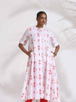 Thumbnail for trueBrowns White Cotton Print Flared Kurta Set