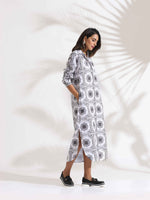 Thumbnail for trueBrowns White Cotton Print Shirt Dress