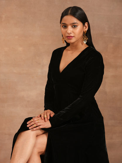 trueBrowns Black Velvet Dress - Distacart