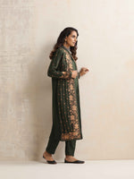 Thumbnail for trueBrowns Green Kashmiri Woollen Jacket 3pc Set