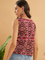 Thumbnail for InWeave Wine Ikkat Print W/U Top