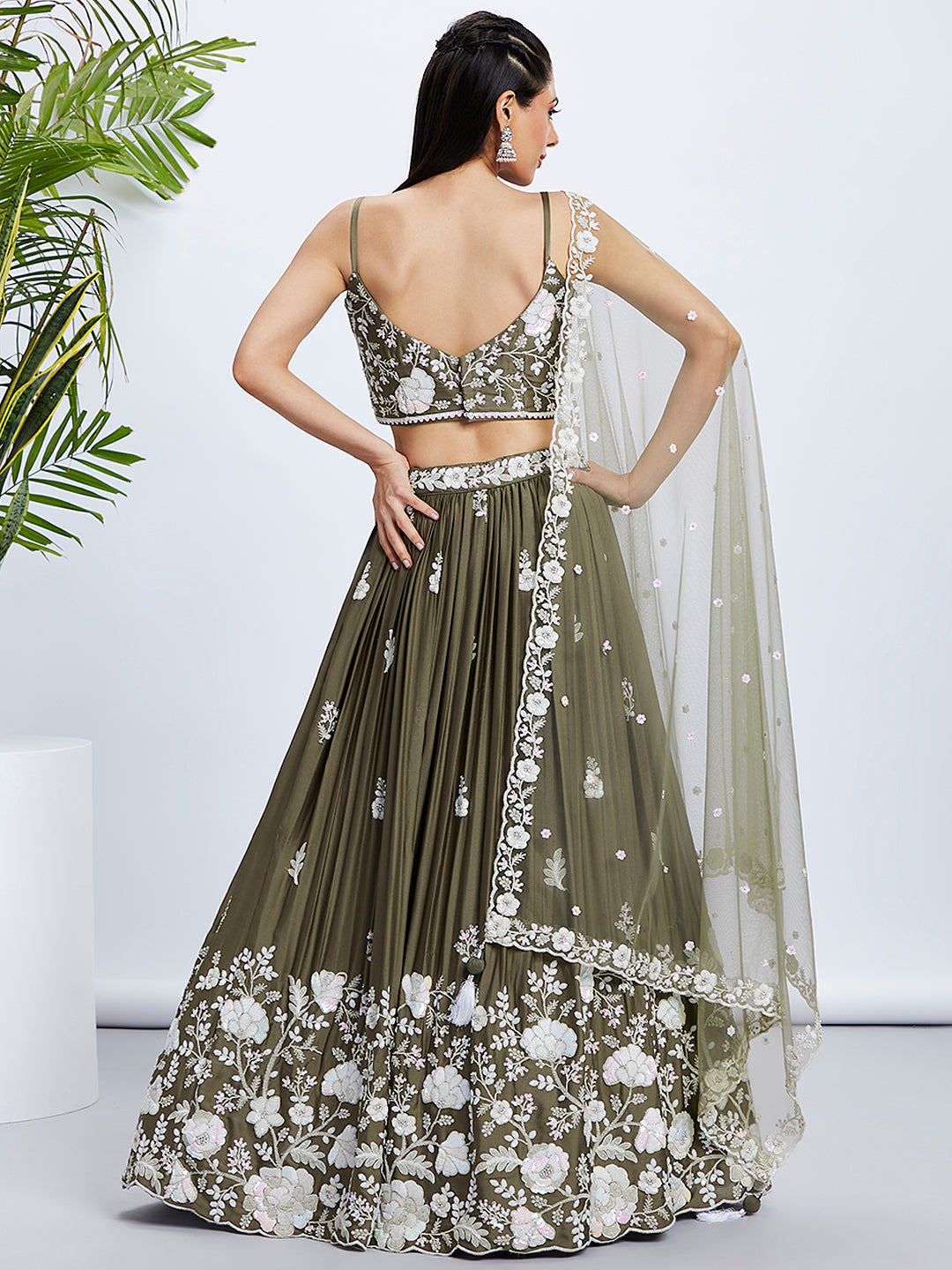 House of Panchhi Teal - Georgette Sequins, Mirror And Thread Embroidery Lehenga Choli - Distacart