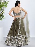 Thumbnail for House of Panchhi Teal - Georgette Sequins, Mirror And Thread Embroidery Lehenga Choli - Distacart