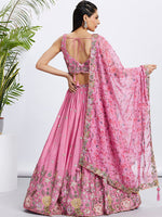 Thumbnail for House of Panchhi Lime Green Chiffon Sequins And Thread Embroidery Lehenga Choli & Dupatta - Distacart