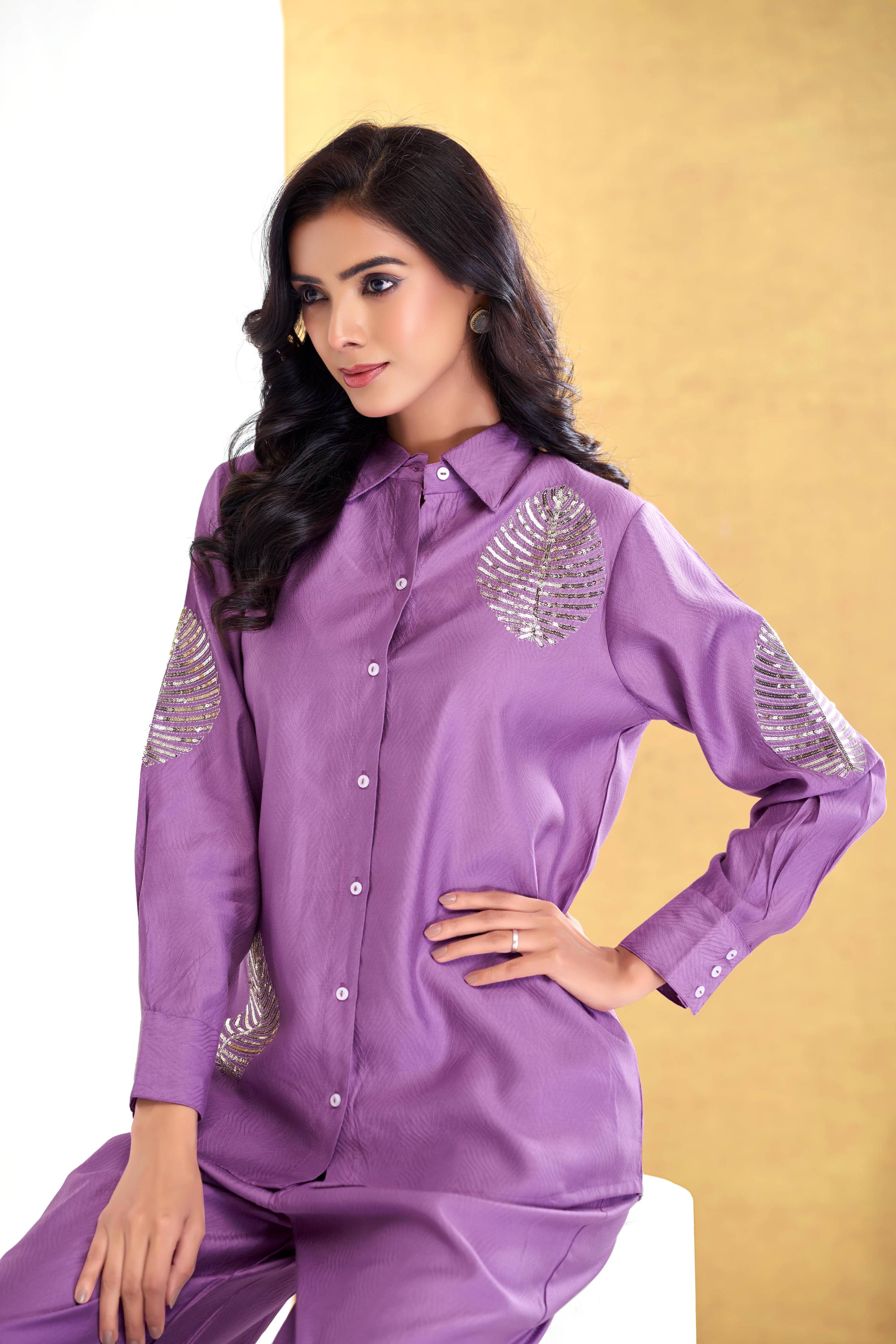 BulBul Saroj Purple Chanderi Co-Ord Set