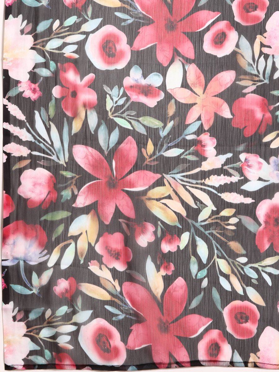 Ahalyaa Floral Poly Chiffon Saree - Distacart