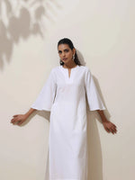 Thumbnail for trueBrowns White Cotton Linen Kurta Pant Set