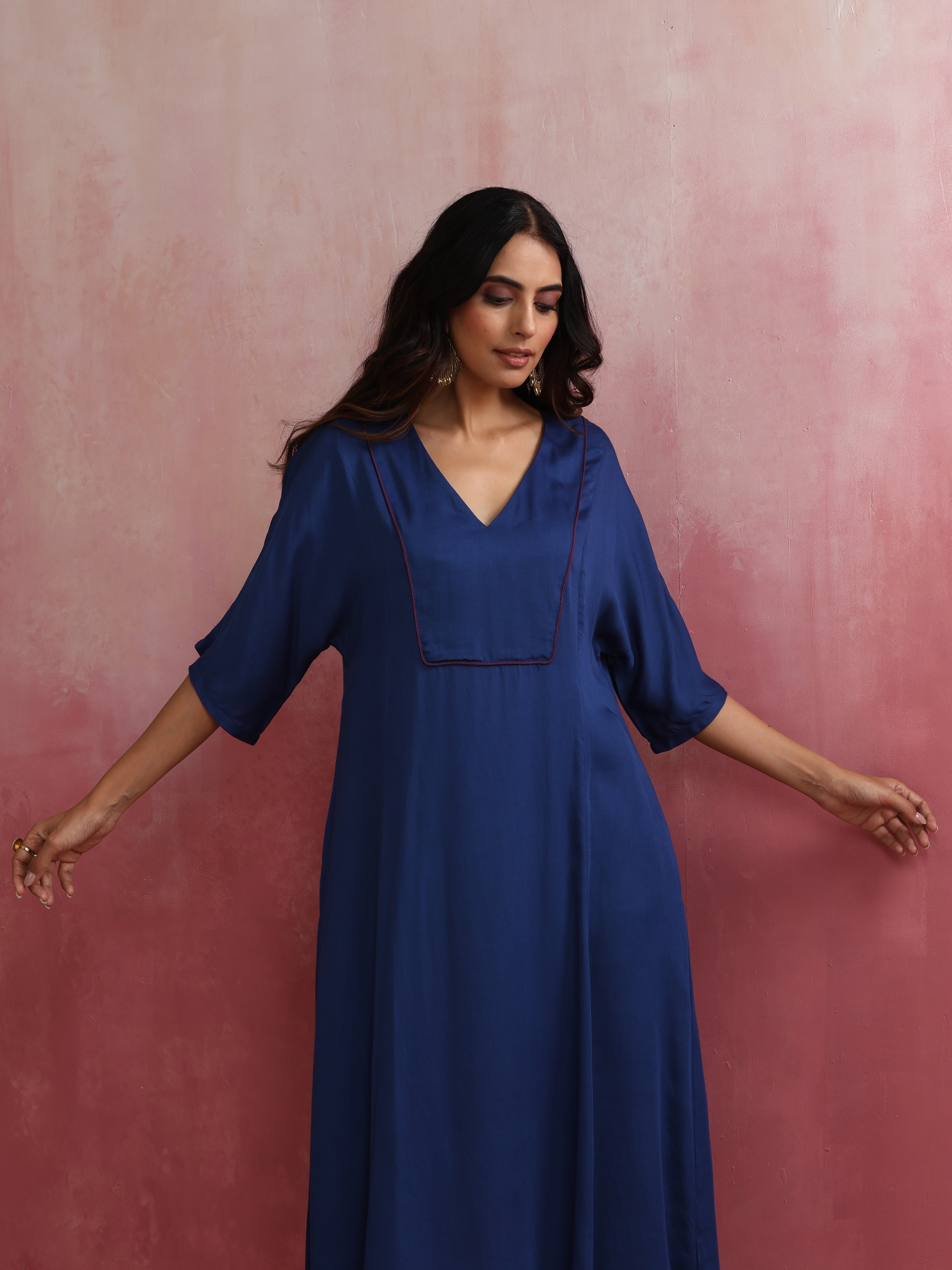 trueBrowns Blue Modal Kimono sleeve Kurta set - Distacart