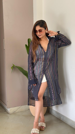 Thumbnail for Noroke Organic Cotton Multi Color Lurex Beachwear Shirt - Distacart