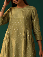 Thumbnail for trueBrowns Green Square Viscose Silk Side Gathered Co-ord Set - Distacart