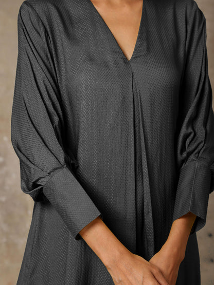 trueBrowns Black Solid Textured Co-Ord Set - Distacart
