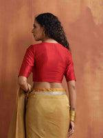 Thumbnail for trueBrowns Red Silk V Neck Blouse