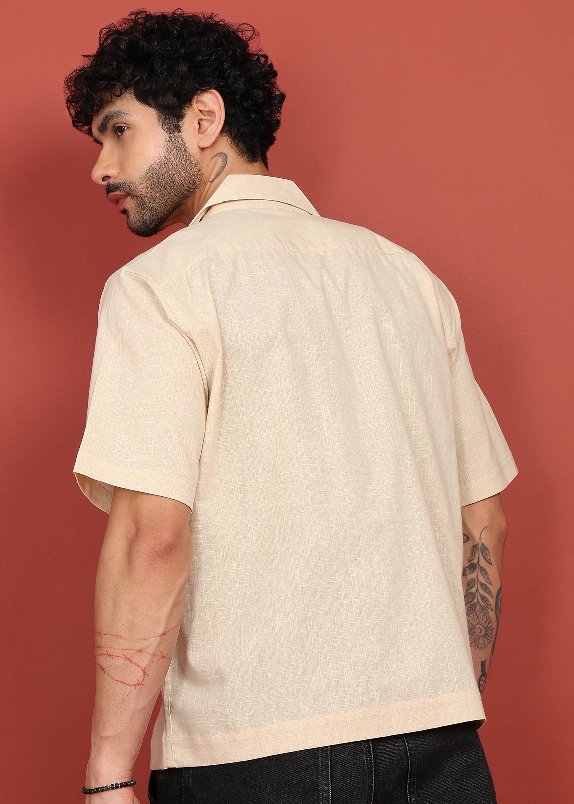Fabmade Men’S Cream Shirt With 3 Pockets – Relaxed Fit - Distacart