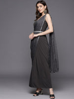 Thumbnail for Ahalyaa Abstract Print Layered Crepe Ethnic Dress - Distacart