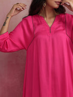 Thumbnail for trueBrowns Pink Modal Kimono Kurta Set