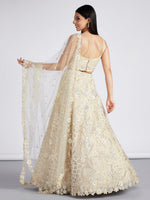 Thumbnail for House of Panchhi Turquoise Blue Georgette Sequins And Thread Embroidery Lehenga Choli & Dupatta - Distacart