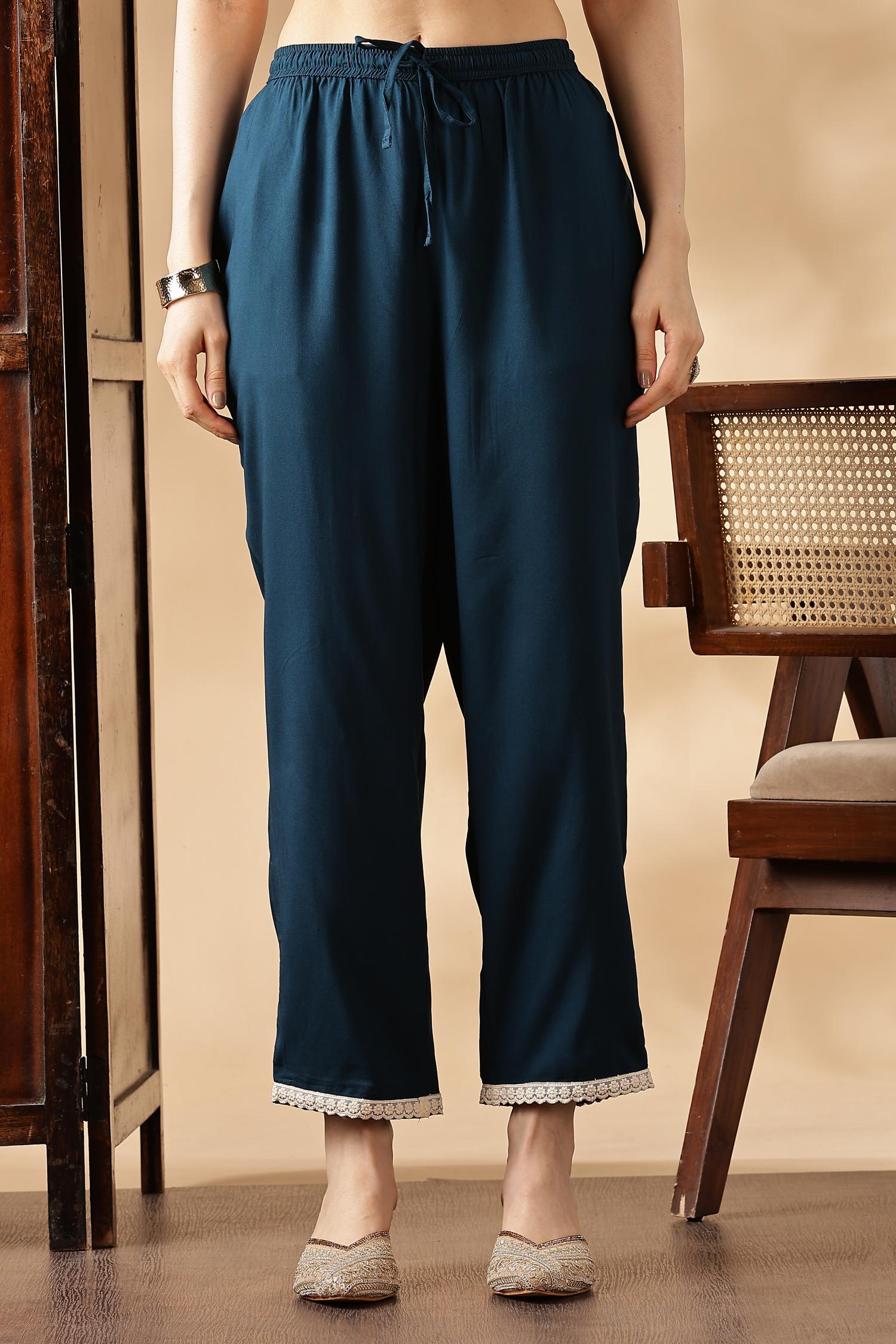 BulBul Anjali Rayon Teal Kurta Set with Dupatta