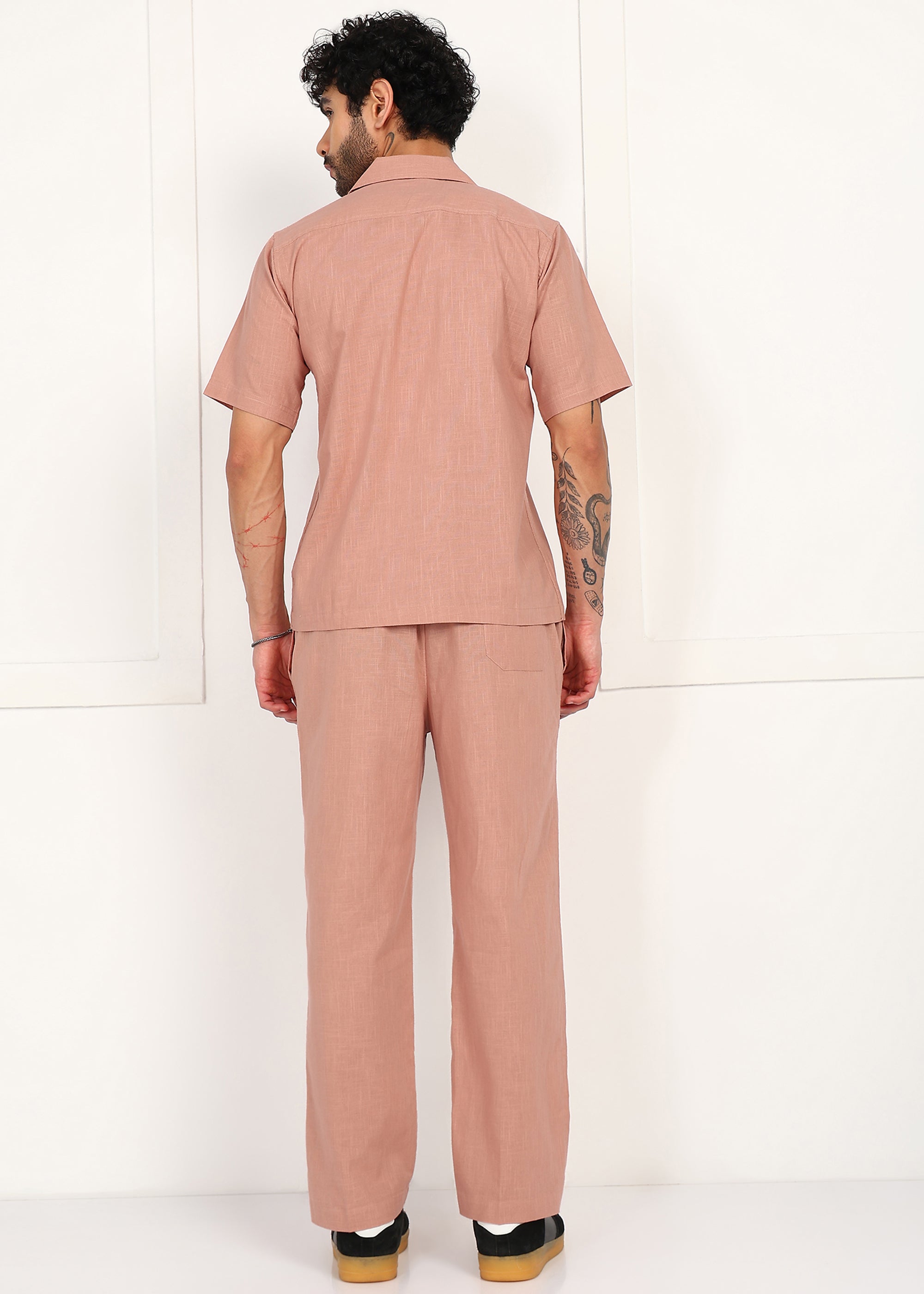 Fabmade Men’S Peach Linen Co-Ord Set - Distacart