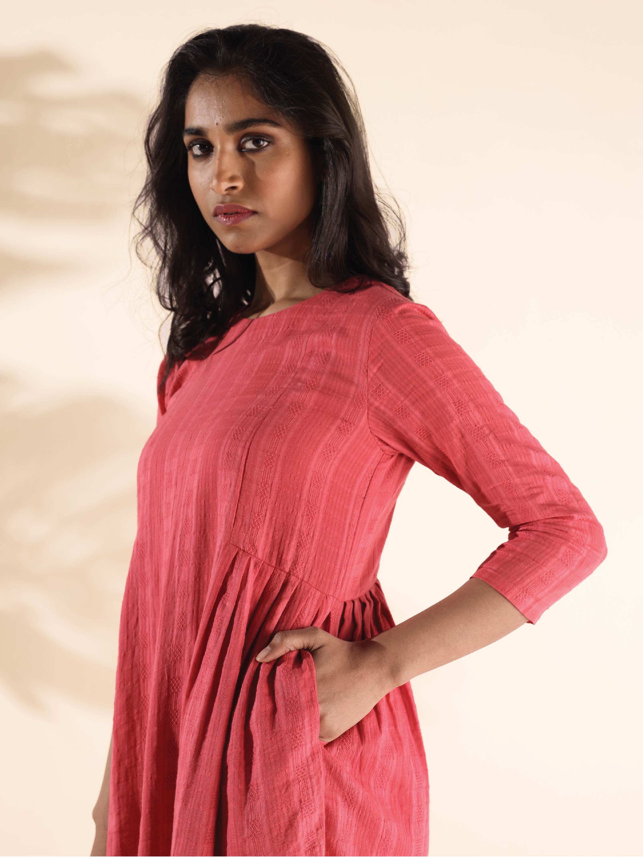 trueBrowns Pink Cotton Dobby Co-ord Set - Distacart