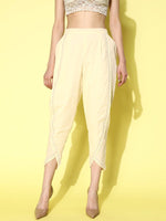 Thumbnail for Ahalyaa Beige Floral Lace Insert Dhoti Pants - Distacart
