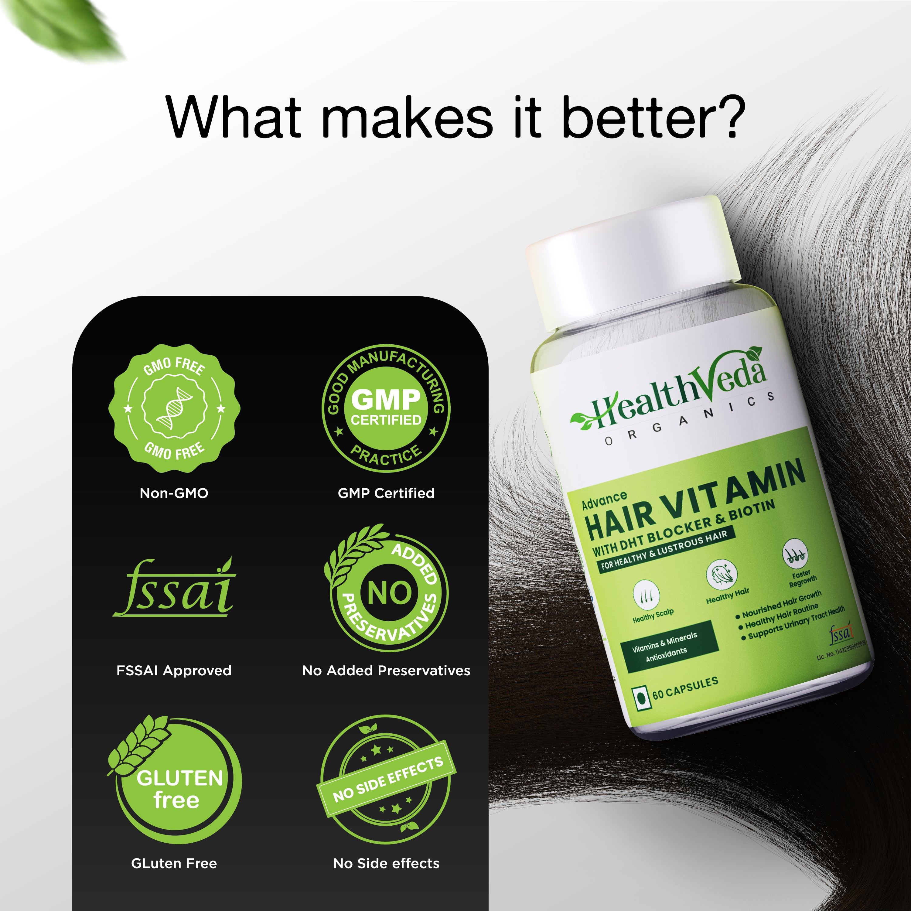 Health Veda Organics Advance Hair Vitamin with DHT Blocker & Biotin Capsules - Distacart