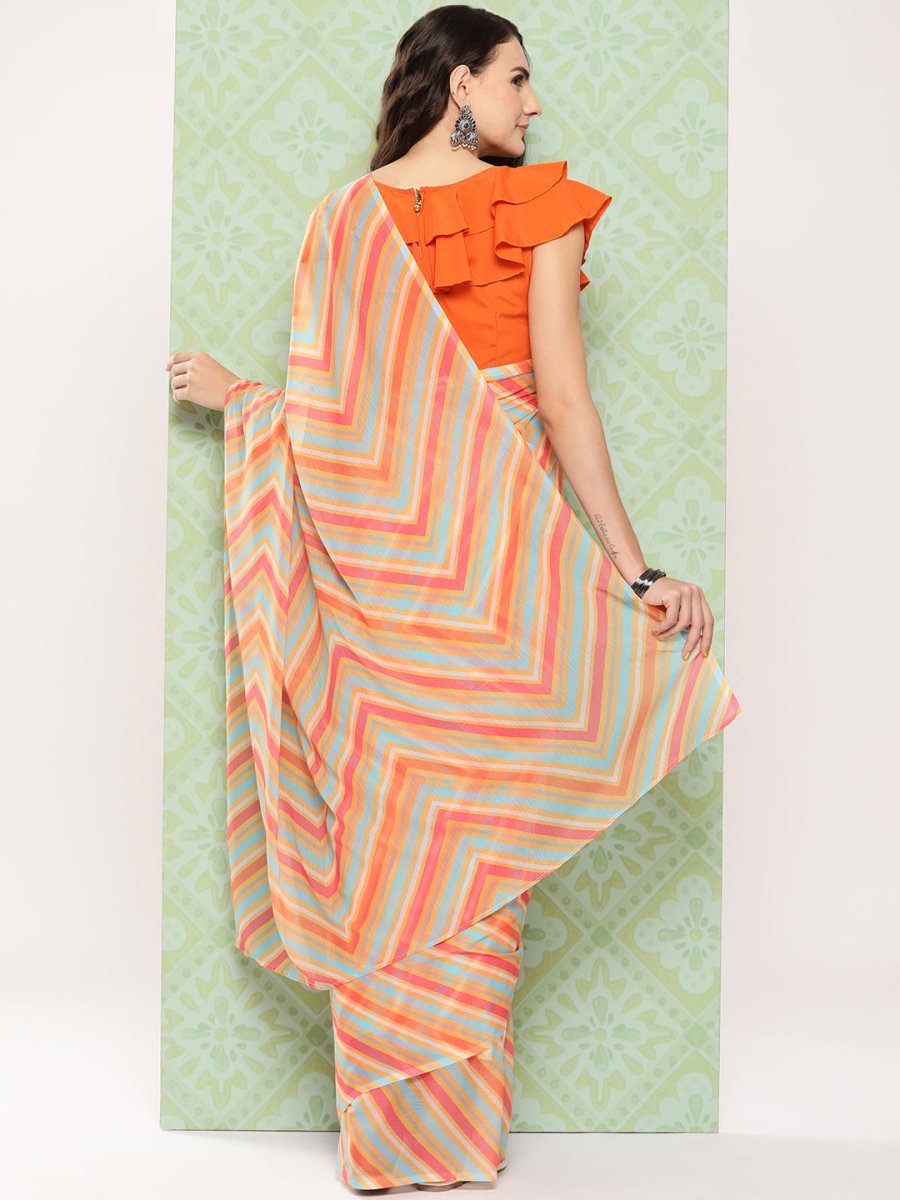 Ahalyaa Leheriya Poly Chiffon Saree - Distacart