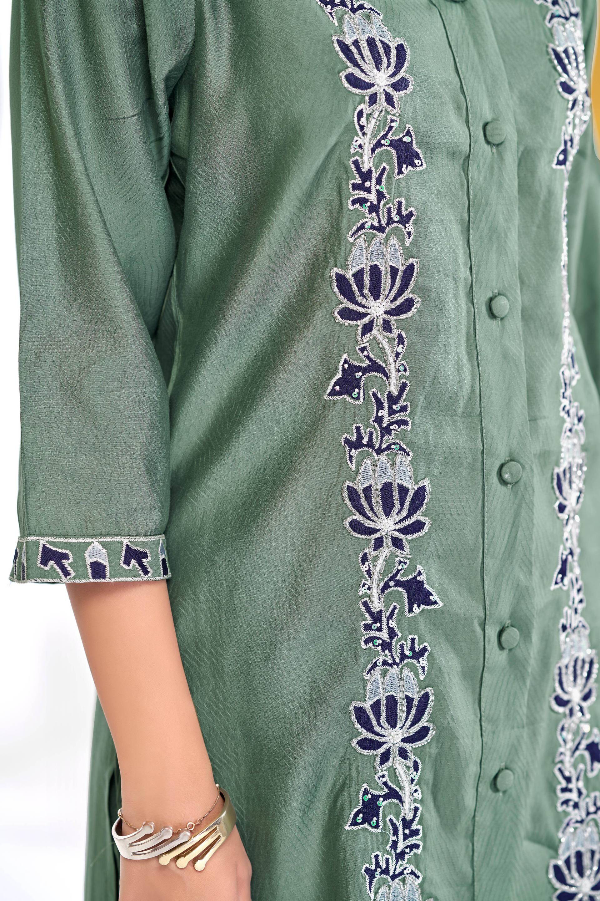 BulBul Deepti Chanderi Olive Co-Ord Set