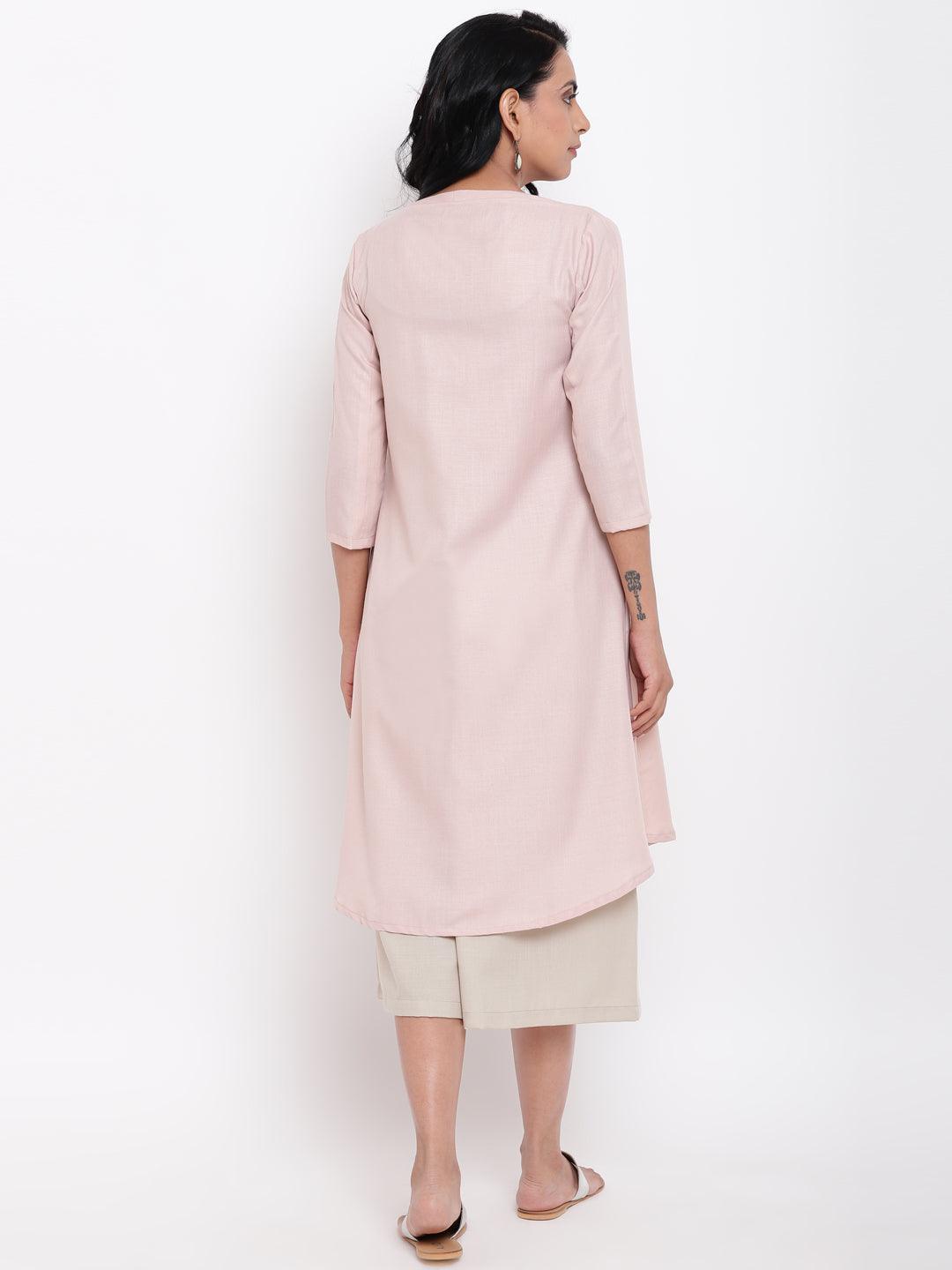 trueBrowns Linen Cotton Rose Kurta Pant Set - Distacart