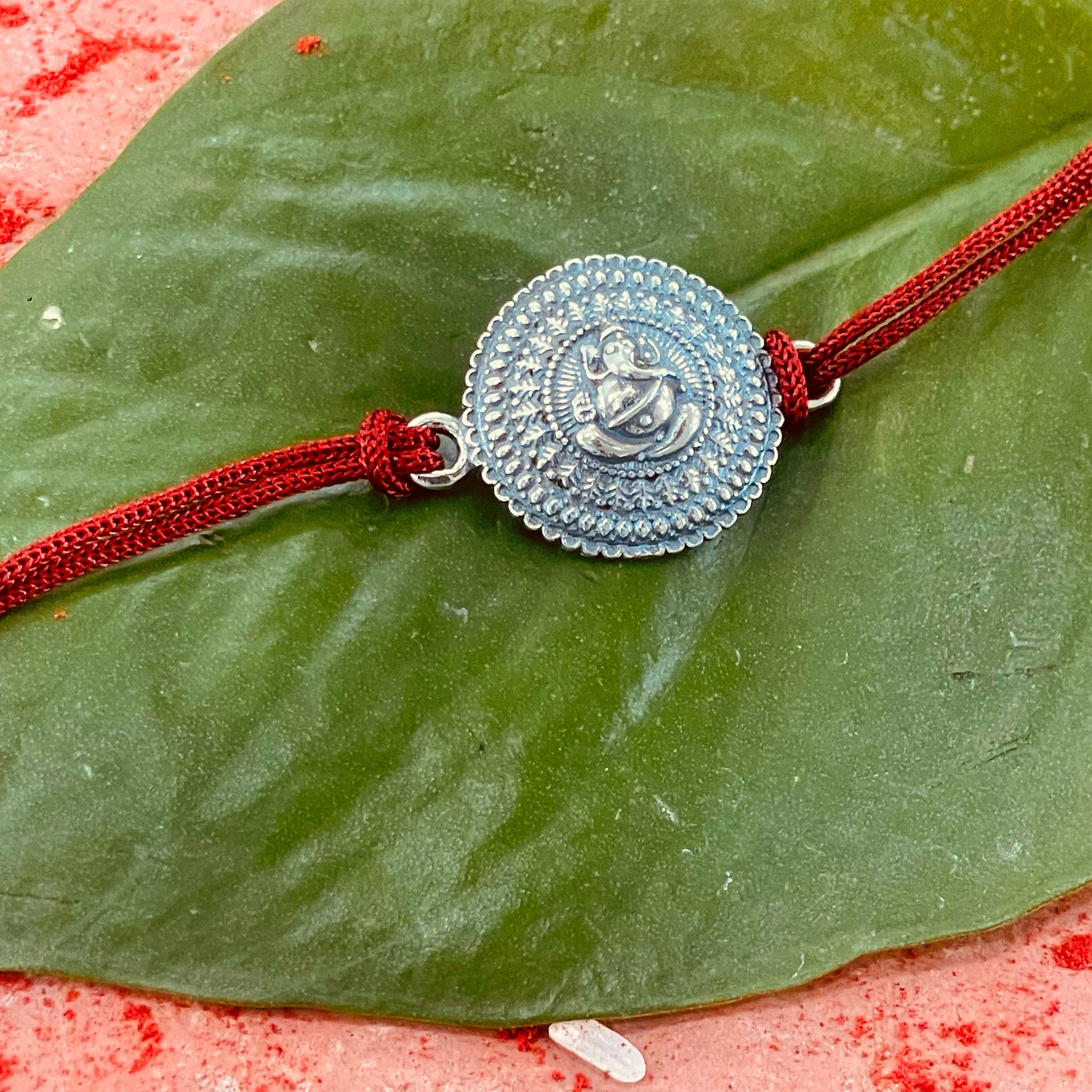 trueBrowns 925 Sterling Silver Embossed Ganesh Idol Thread Rakhi - Distacart