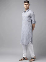 Thumbnail for Fabmade Pure Cotton Pathani Kurta Pyjama For The Modern Man