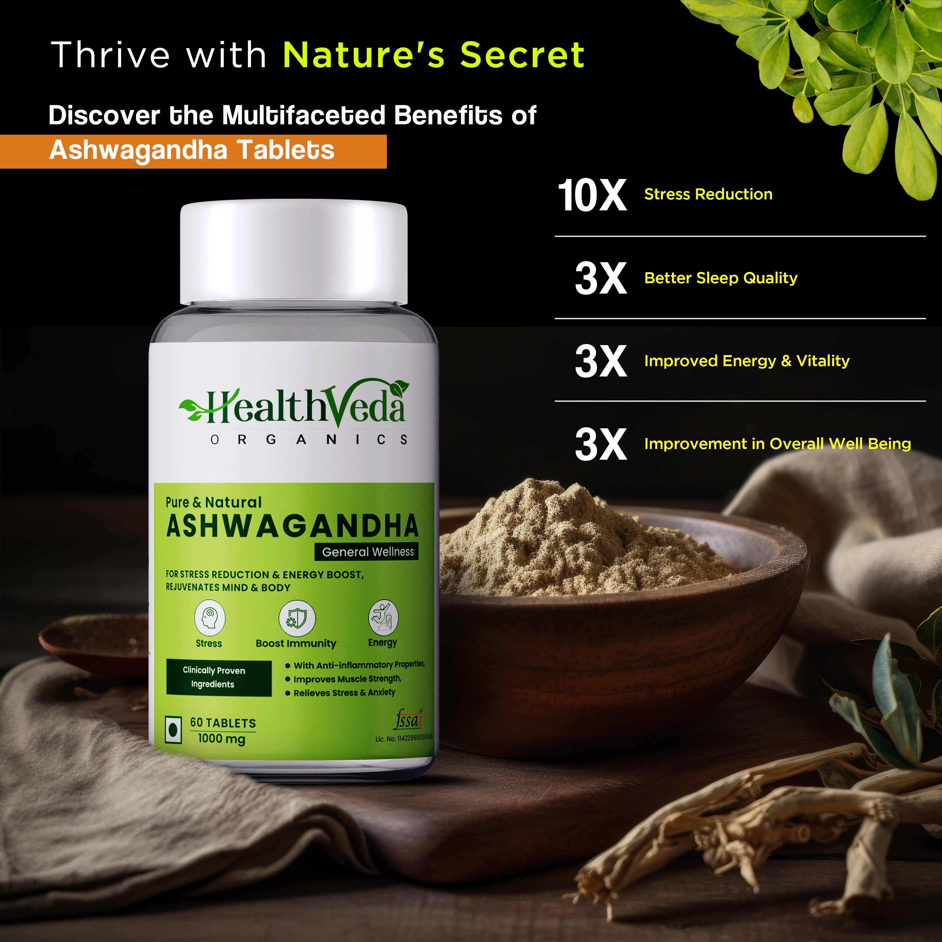 Health Veda Organics Ashwagandha Tablets - Distacart