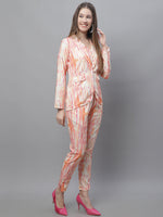 Thumbnail for Jainish Women's WoDigital Printed Crop Top and Jacket Set - Orange - Distacart