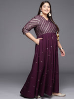 Thumbnail for Ahalyaa Plus Size V-neck Maxi Ethnic Dress - Distacart