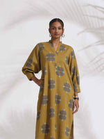 Thumbnail for trueBrowns Green Cotton Print Straight Kurta Set