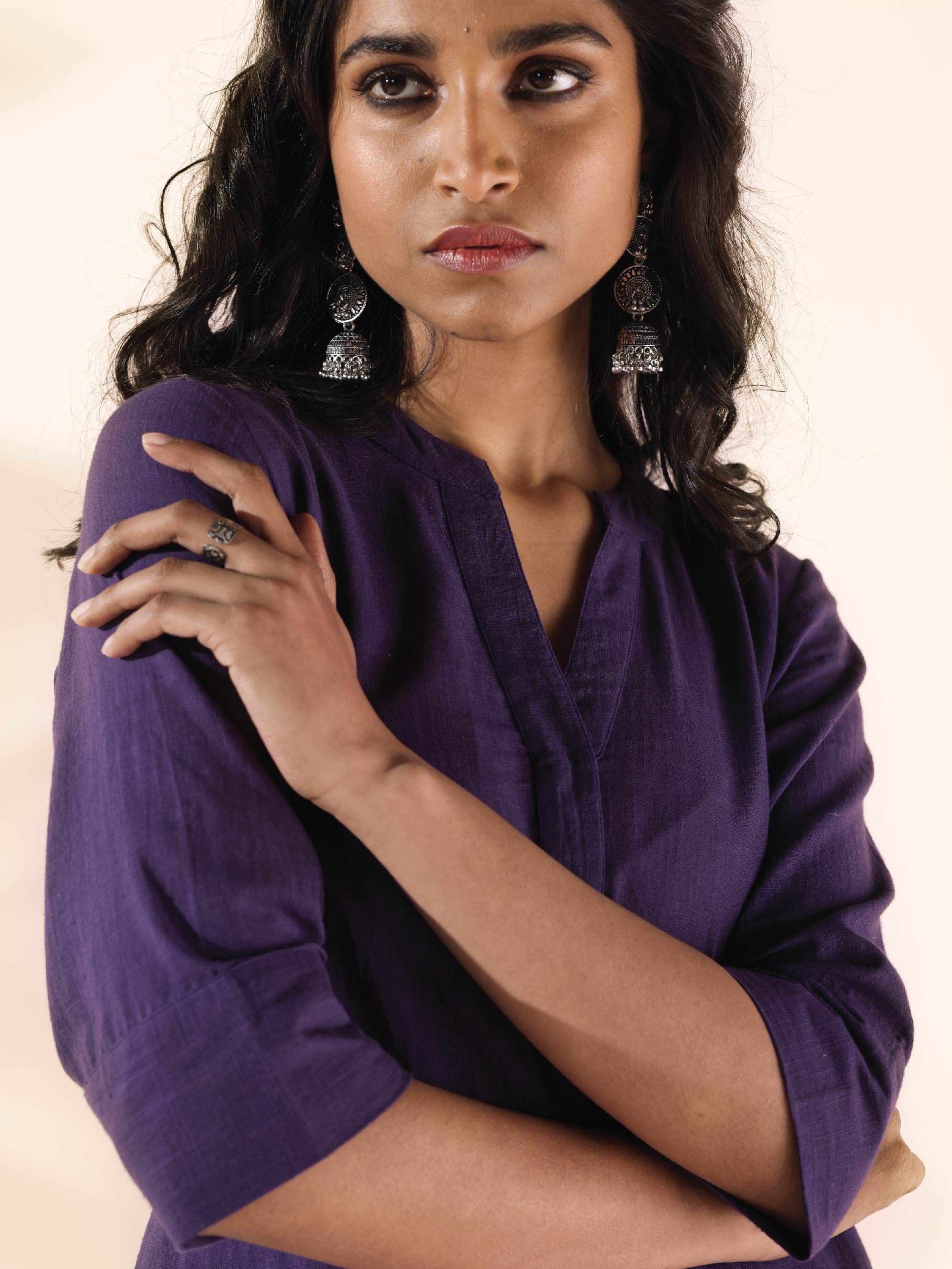 trueBrowns Purple Cotton Relaxed Co-ord Set - Distacart