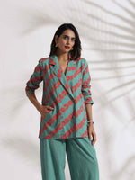 Thumbnail for trueBrowns Green Cotton Print Jacket Top Co-ord Set